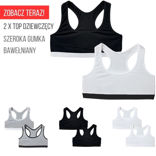 2x Top stanik dla dziewczynki  sportowy 128-170