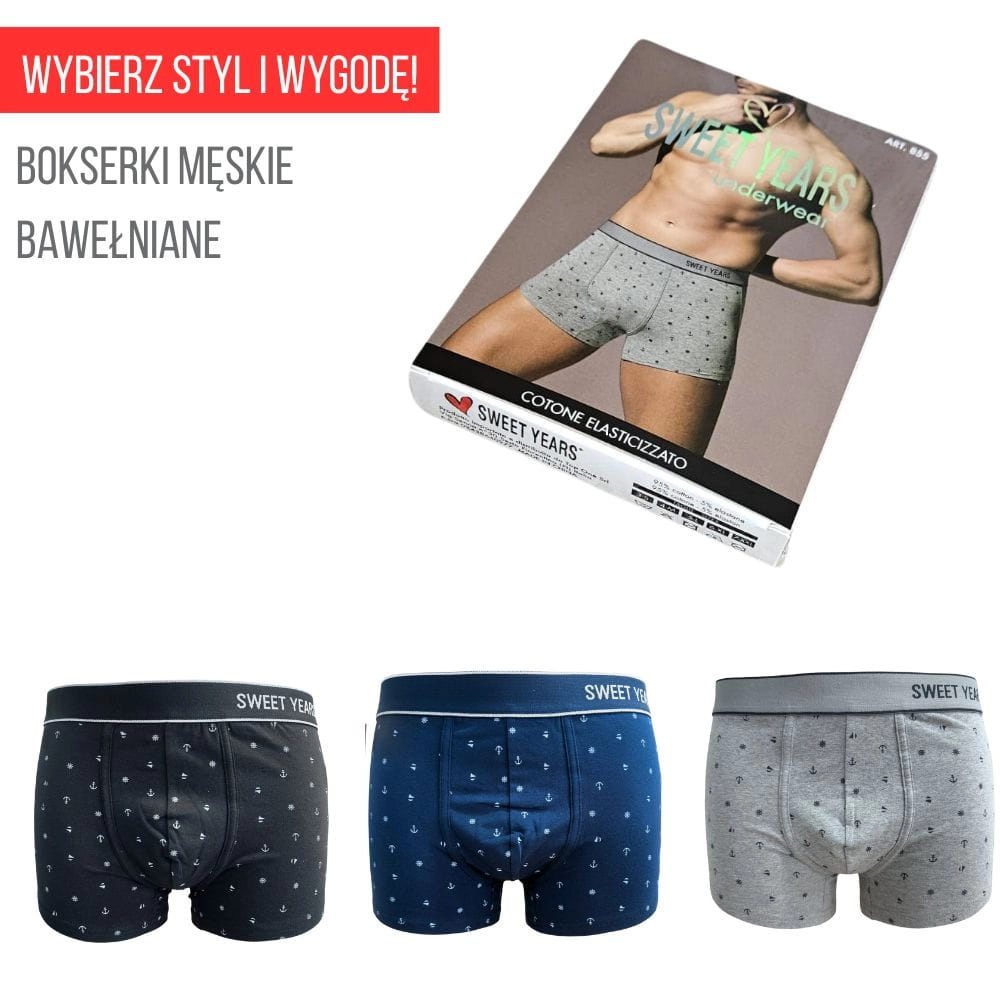 Bokserki męskie bawełniane szeroka guma