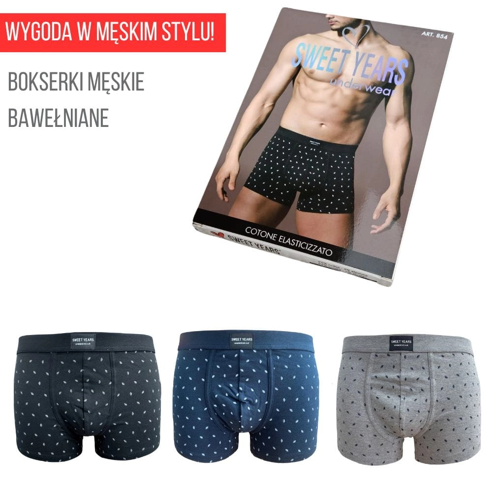 Bokserki męskie bawełniane szeroka guma