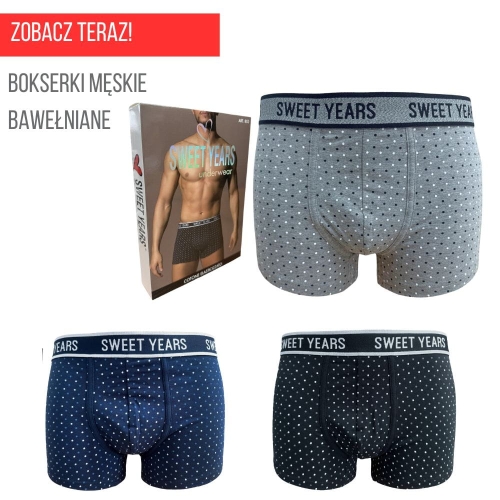 Bokserki męskie bawełniane szeroka guma kropeczki