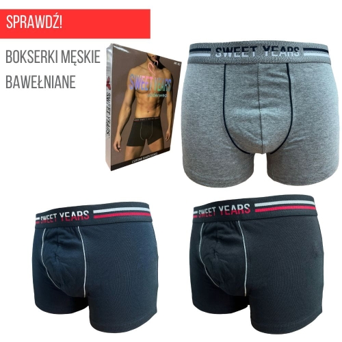 Bokserki męskie bawełniane szeroka guma gładkie
