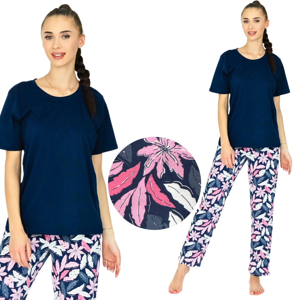 piżama damska bawełniana z krótkim rękawem długie spodnie wygodna lekka polski producent polskie piżamy.png
