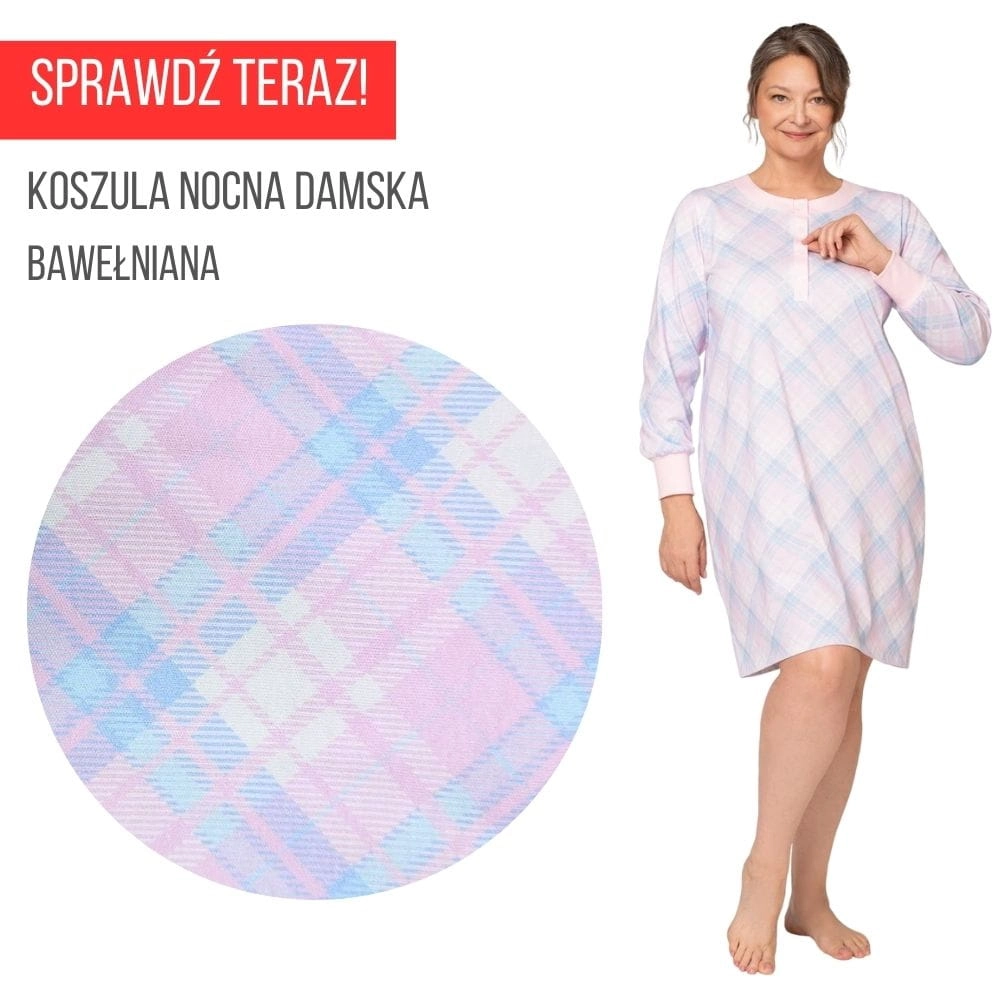Koszula nocna damska bawełniana dla babci M-3XL 