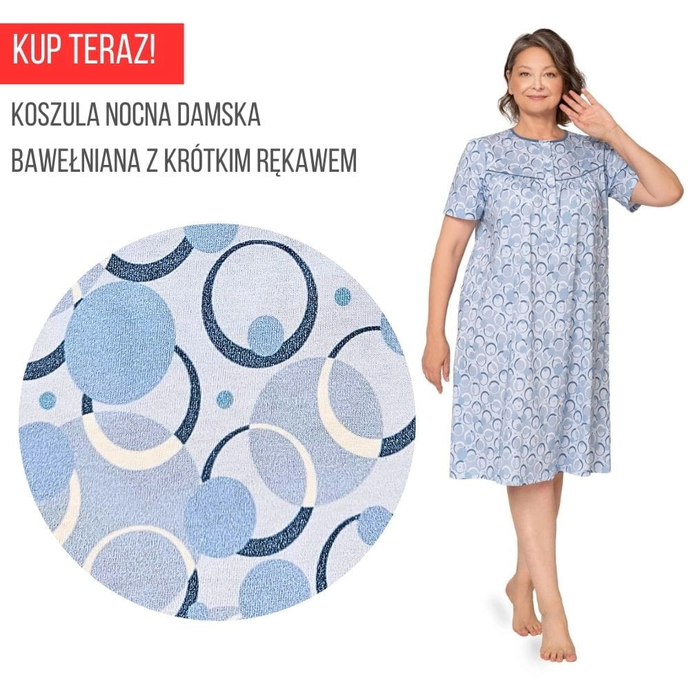 KOSZULA NOCNA DAMSKA KRÓTKI RĘKAW LETNIA WYGODNA DLA BABCI SENIORKI KOLOROWA NIEBIESKA MARTEL BOGNA PLUS SIZE DUŻE ROZMIARY.jpg