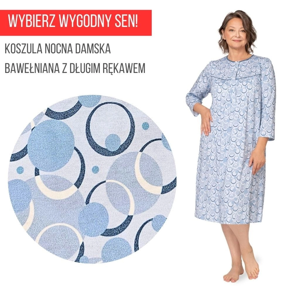 piżama koszula nocna damska bawełniana ciepła dla babcia wygodna seniorki długi rękaw bogna martel.jpg