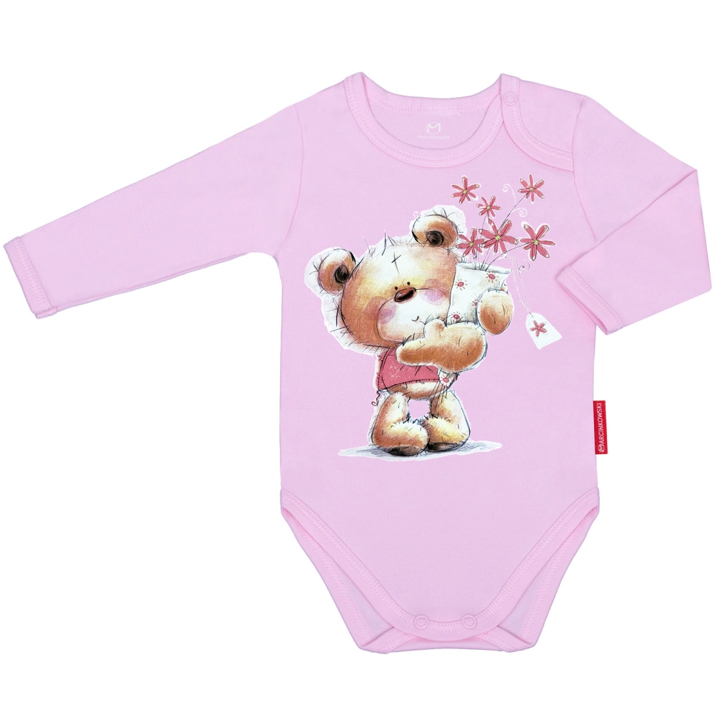 Body duże rozmiary z nadrukiem różowe 116, 122, 128