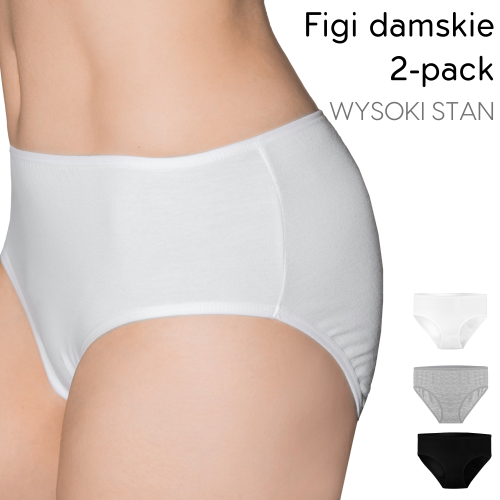 2-pack majtki figi damskie bawełniane z wysokim stanem S-3XL