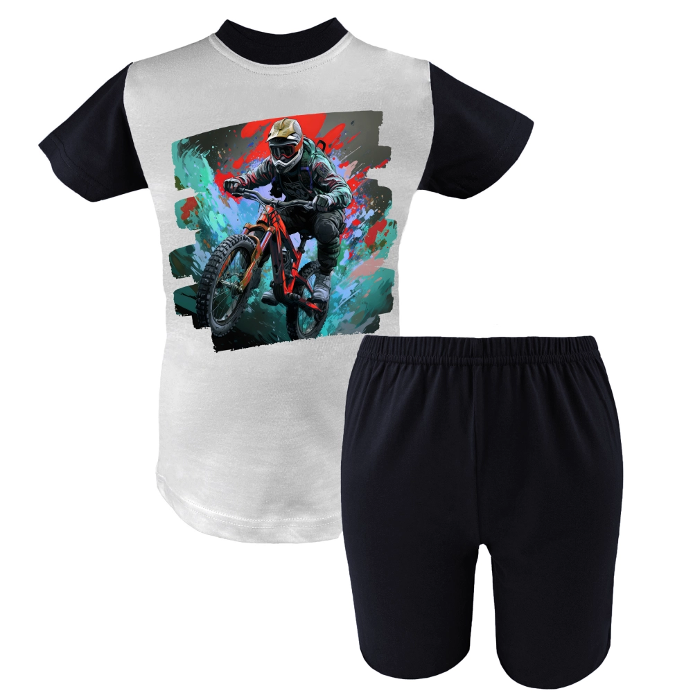 piżama chłopięca młodzieżowa dla nastolatka bawełniana krótki rękaw Marcinkowski krótka letnia BMX.png