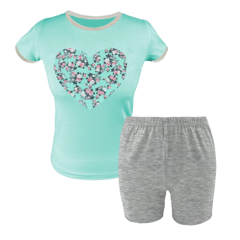 piżama dziecięca dziewczęca bawełniana krótki rękaw krótkie spodenki marcinkowski.jpg