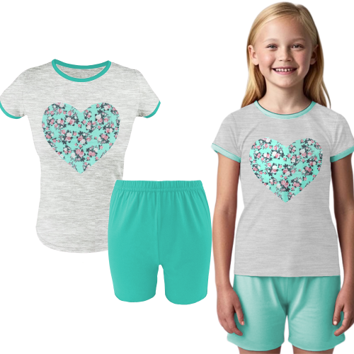 Piżama dla dziewczynki z krótkim rękawem na lato 104-158