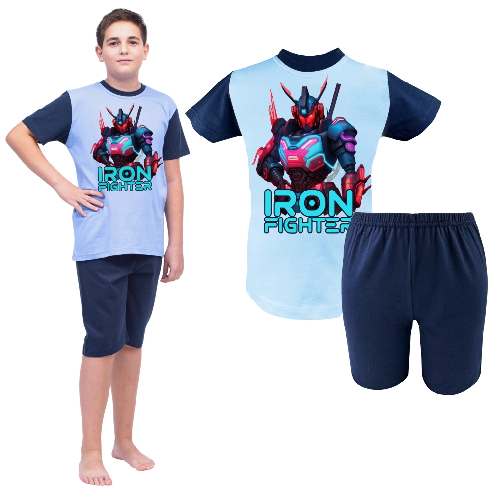 piżama chłopięca młodzieżowa bawełniana z krótkim rękawem krótkie spodenki marcinkowski.png