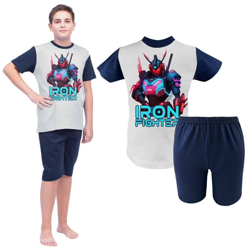 piżama dla chłopca bawełniana krótki rękaw krótkie spodenki marcinkowski.png