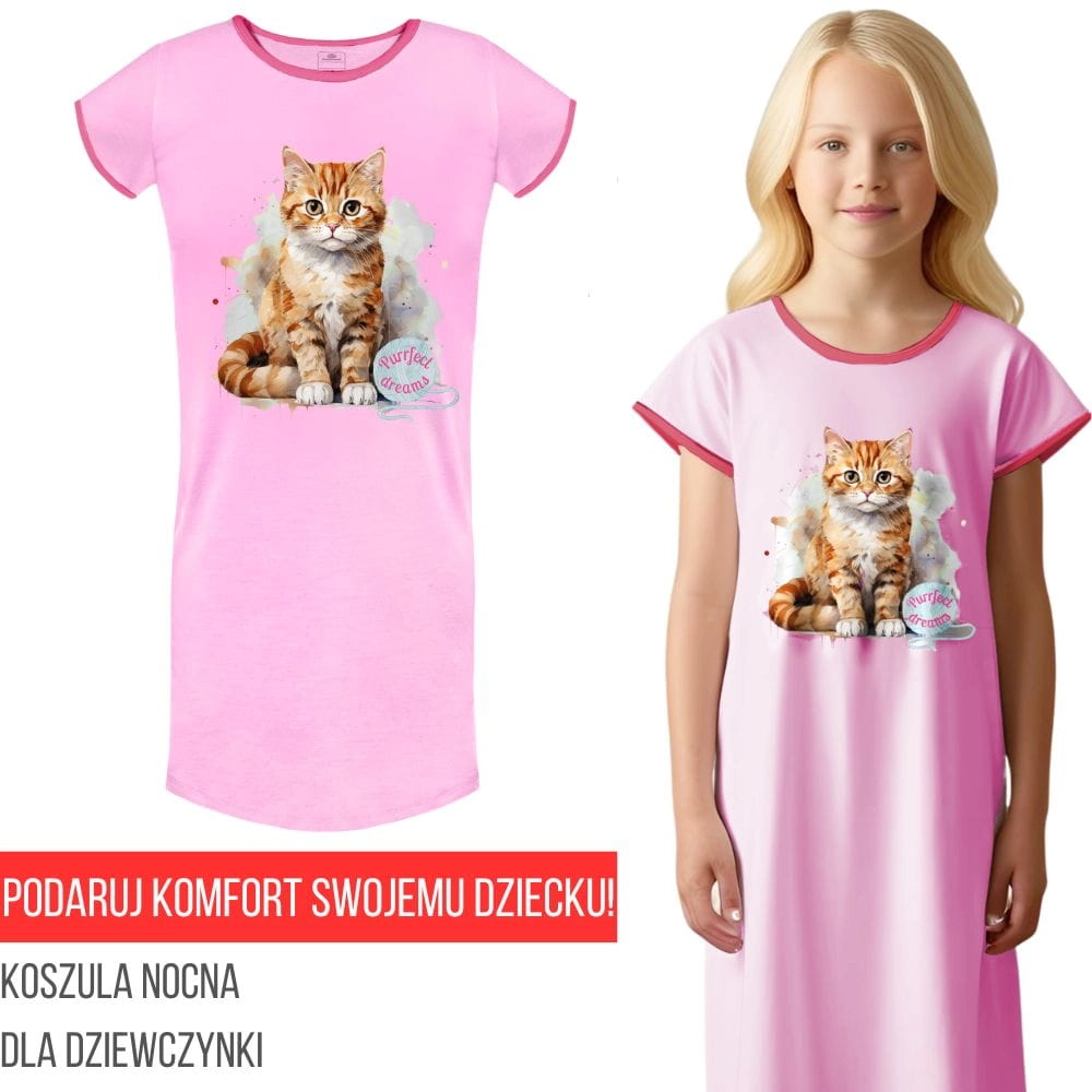koszula nocna dla dziewczynki bawełniana koszulka do spania dziecięca.jpg