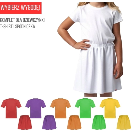 komplet dziewczęcy dla dziewczynki kolorowy bawełniany koszulka t-shirt spódniczka krótki rękaw.jpg