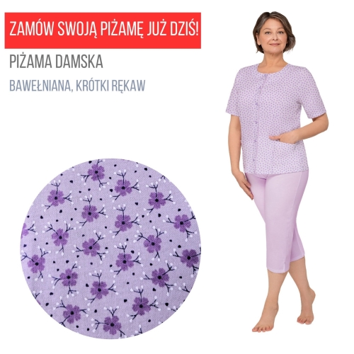 elegancka piżama damska rozpinana krótki rękaw dla babci seniorki.jpg