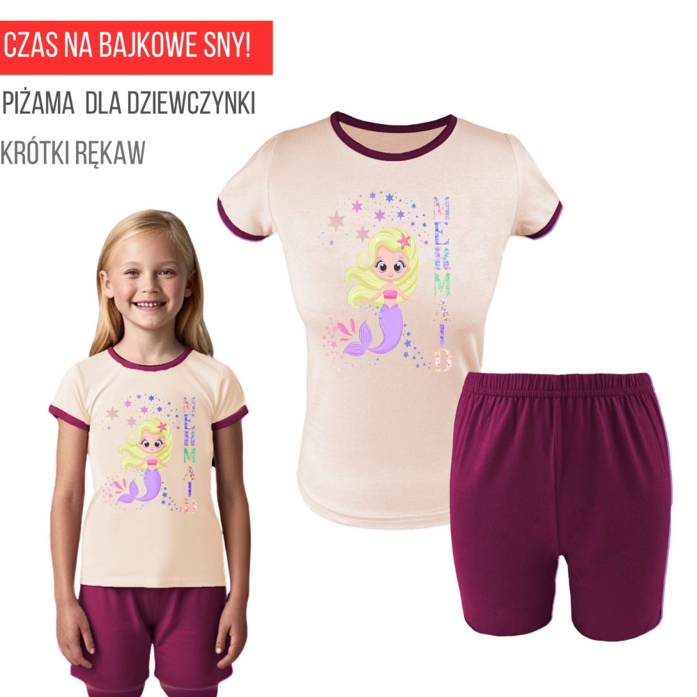 piżama dziecięca dla dziewczynki bawełniana krótki rękaw.jpg