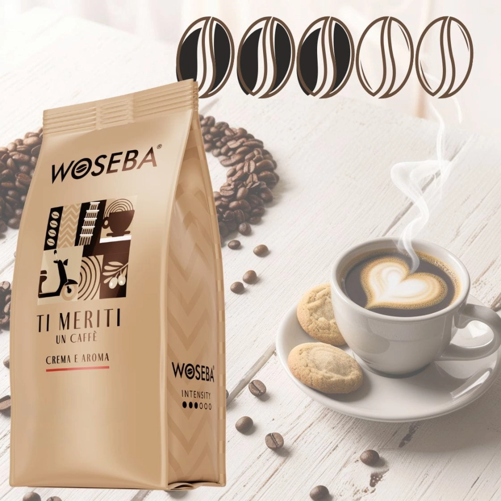 intensywność Kawa ziarnista Wosbea CREMA E AROMA 500G