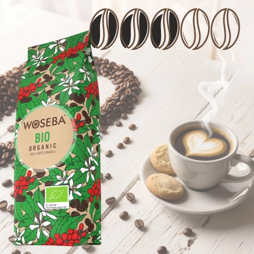 Kawa ziarnista Woseba Bio Organic 500g intensywność