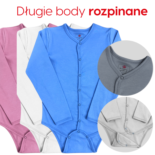 Body dziecięce bawełniane rozpinane z przodu duże rozmiary