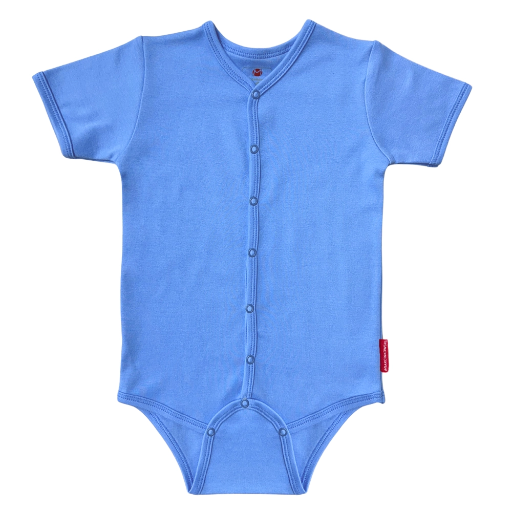 niebieskie body rozpinane krótki rękaw dla dzieci niepełnosprawnych