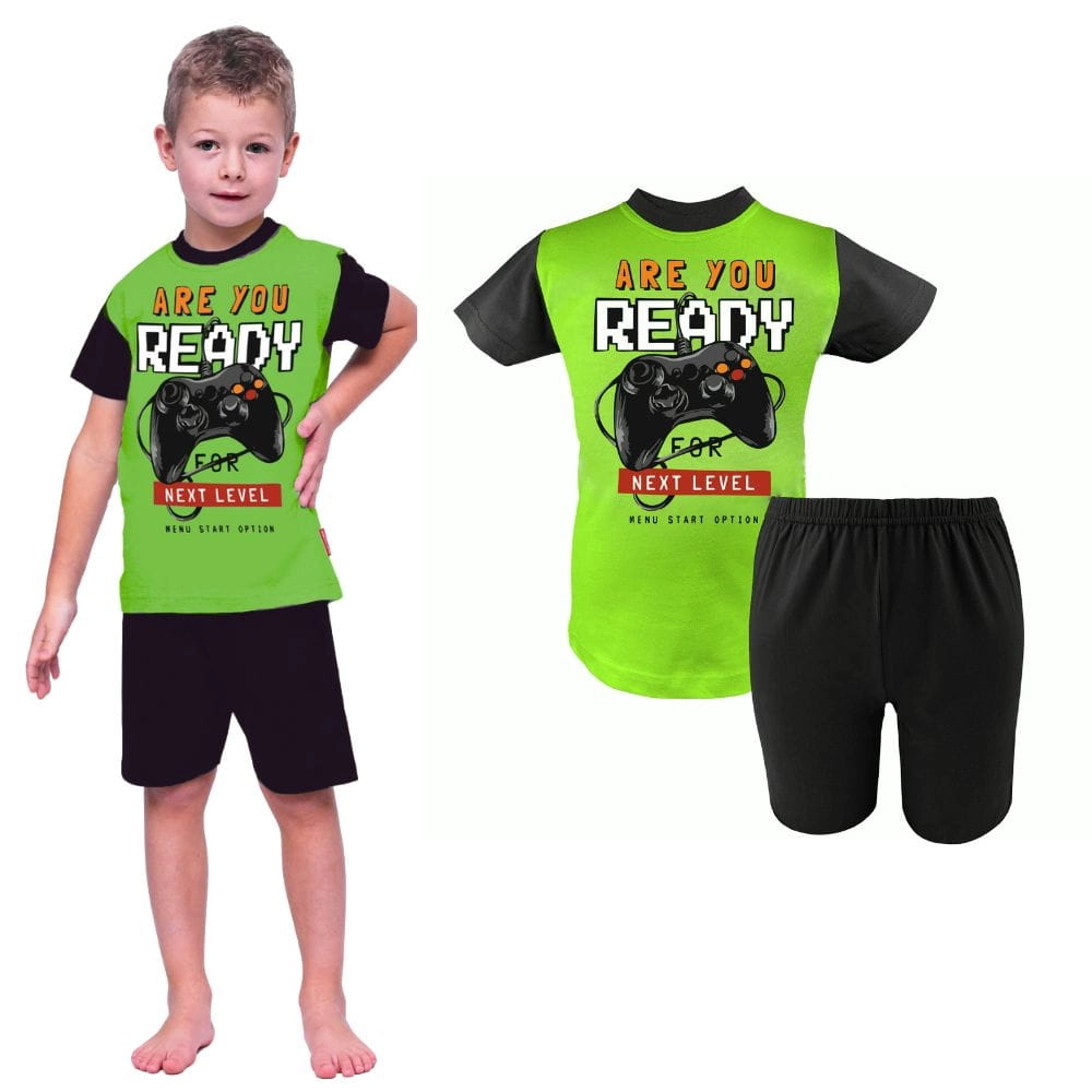 piżama dziecięca dla chłopca bawełniana krótki rękaw krótkie spodenki marcinkowski 98 104 110 116 122