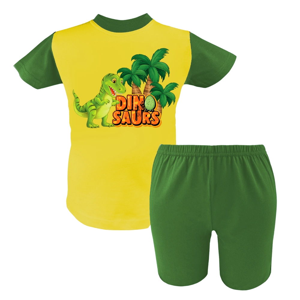 piżama dziecięca dla chłopca z dinozaurem krótki rękaw letnia