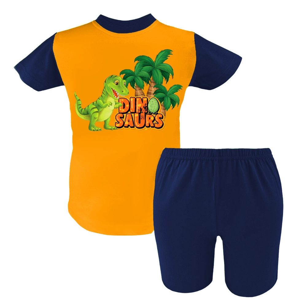 piżama chłopięca krótki rękaw krótkie spodenki dinozaur letnia