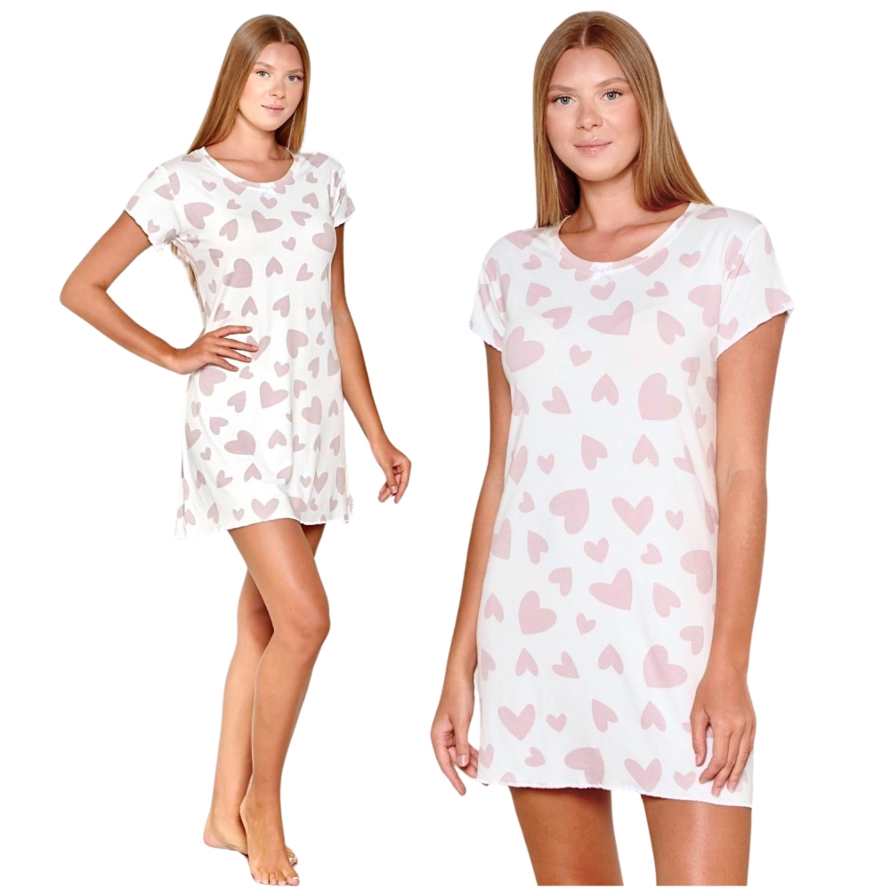 koszula nocna damska wiskoza elegancka młodzieżowa krótki rękaw