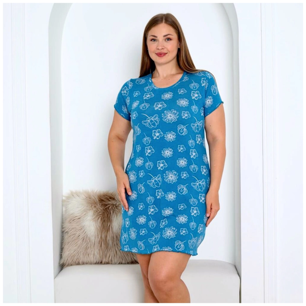 koszula nocna damska z wiskozy w kwiaty krótki ręklaw XXL 3XL 4XL