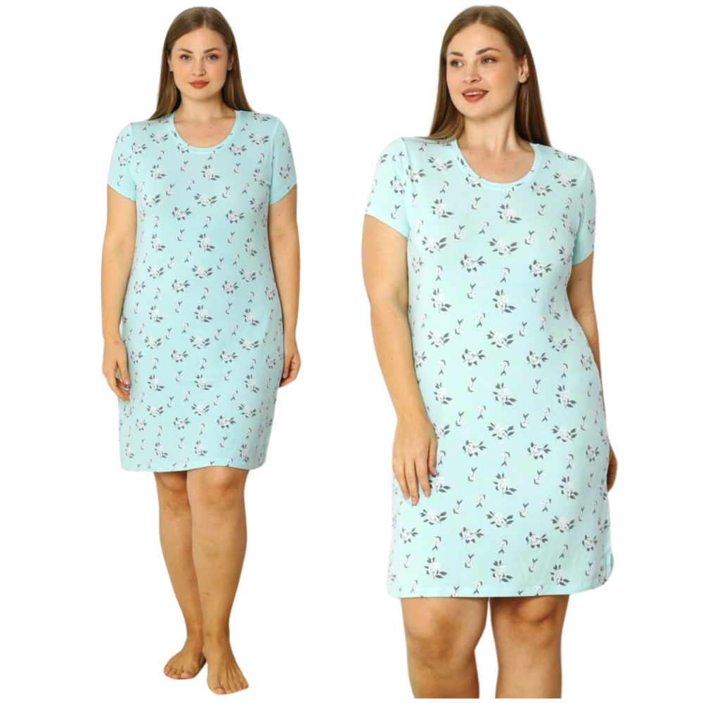 koszula nocna damska wiskoza plus size krótki rękaw letnia