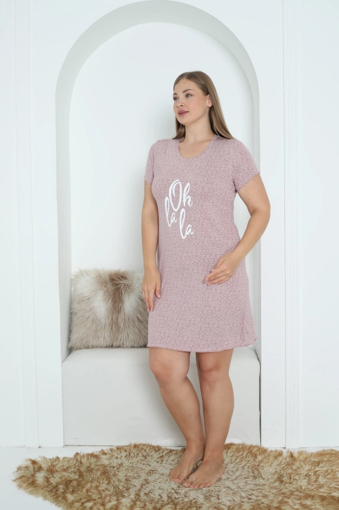 romantyczna koszula nocna damska wiskoza krótki rękaw letnia