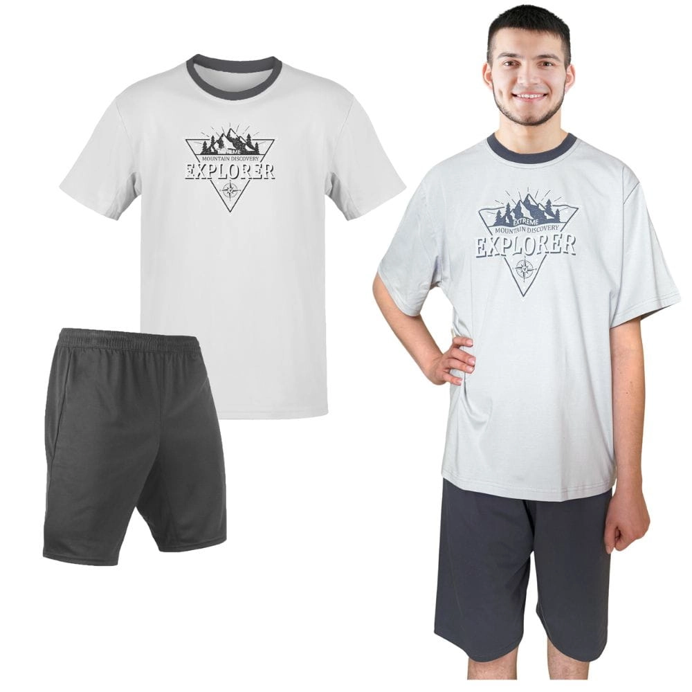 piżama męska bawełniana krótki rękaw krótkie spodenki szara marcinkowski letnia krótka