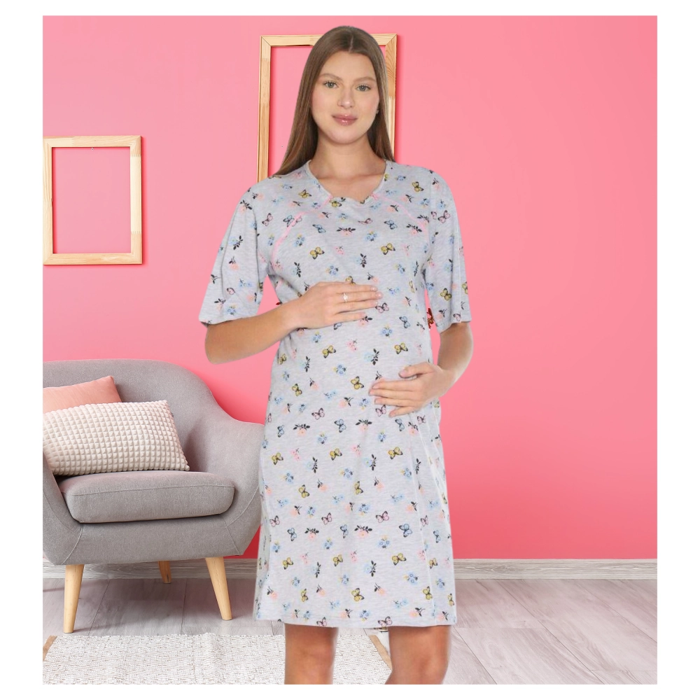 koszula nocna do karmienia bawełniana rozpinana krótki rękaw rozpinana