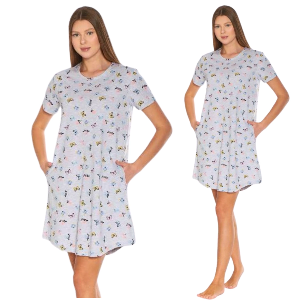 koszula nocna damska bawełniana z kieszeniami letnia krótka