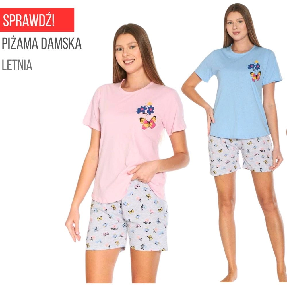 piżama damska krótki rękaw bawełniana letnia
