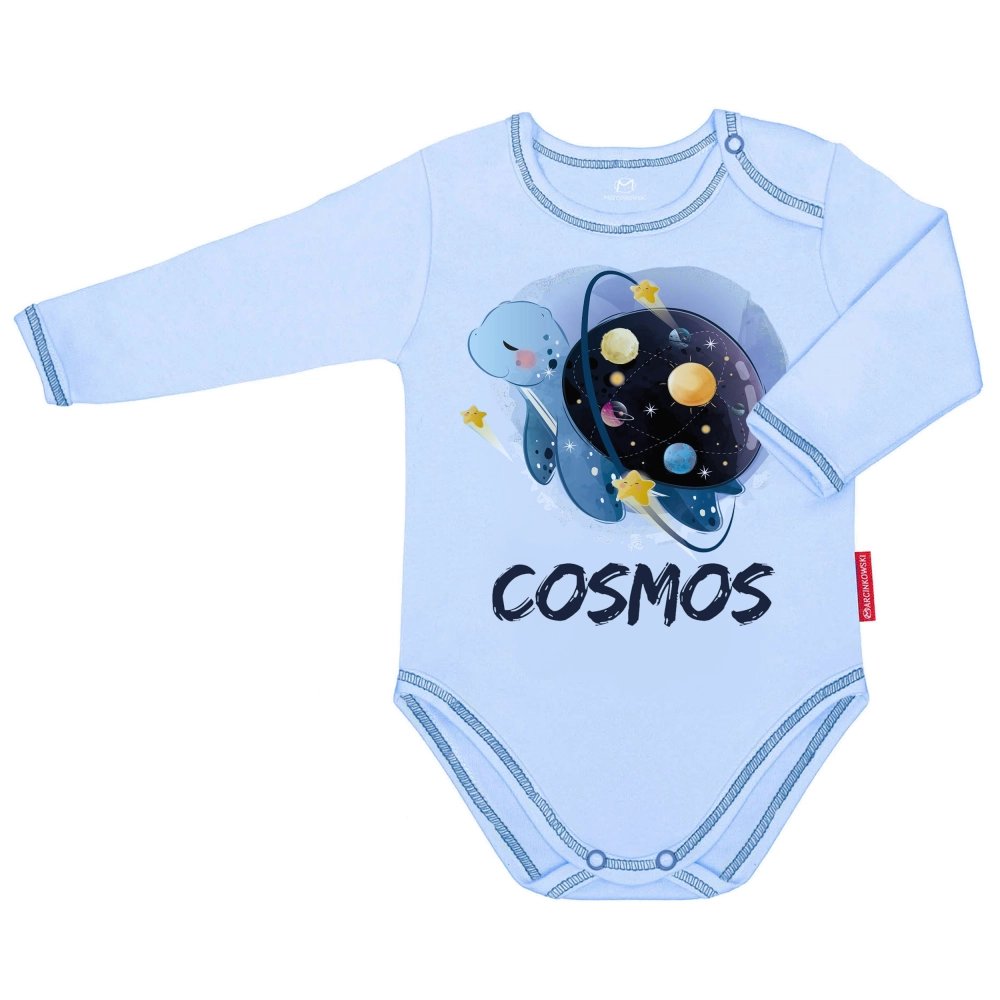 body niemowlęce dla chłopca chłopięce długi rękaw bawełniane niebieskie żółw marcinkowski