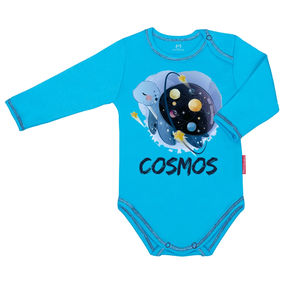 body niemowlęce bawełniane długi rękaw dziecięce turkusowe chłopięce dziewczęce żółw Marcinkowski