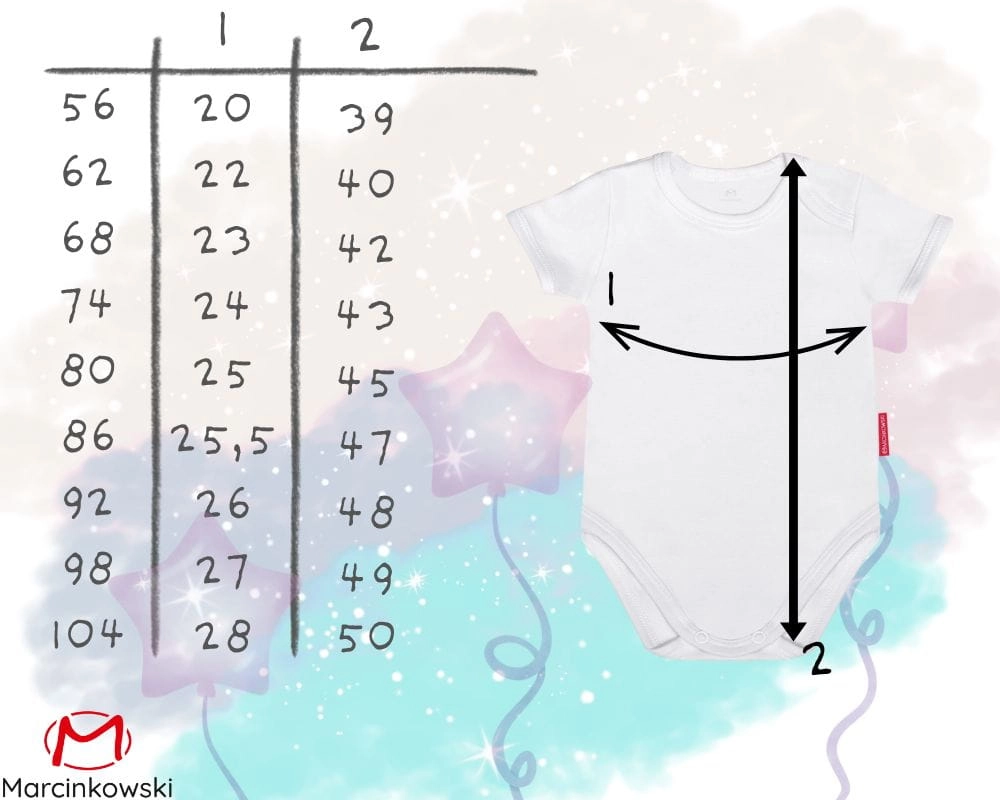 body niemowlęce tabela rozmiarów marcinkowski