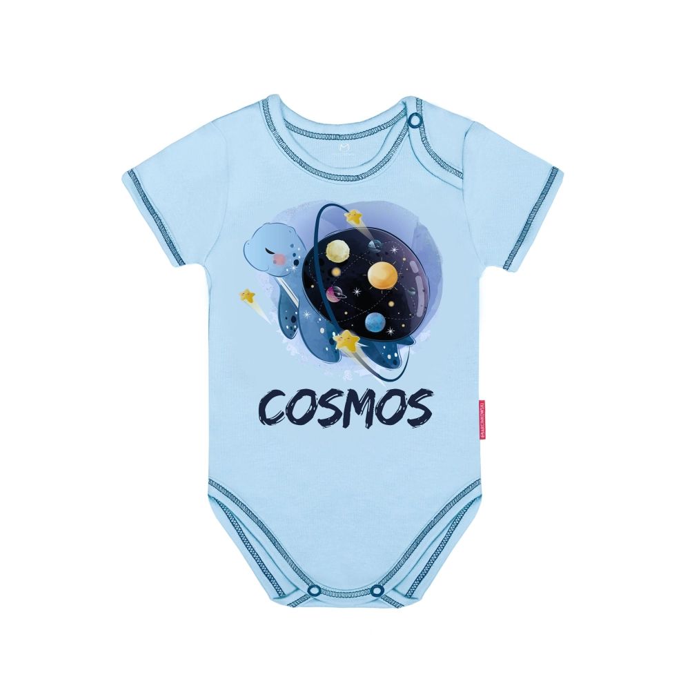 body niemowlęce krótki rękaw bawełniane niebieskie z zółwiem marcinkowski