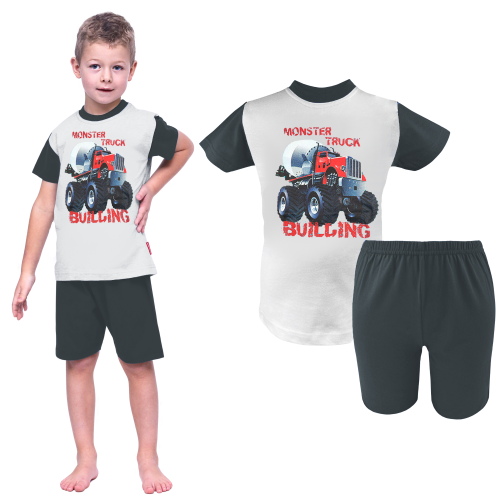 Piżama dziecięca dla chłopca krótki rękaw Monster Truck  110-122