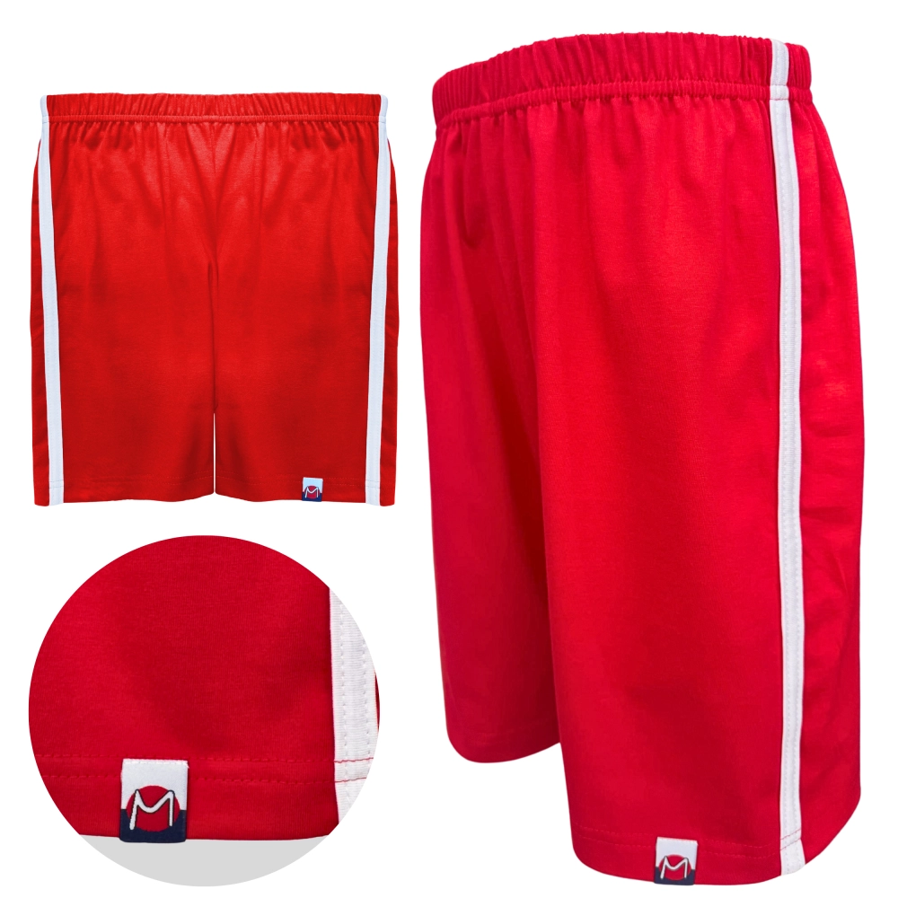 czerwone spodenki na wf dla chłopca chłopięce marcinkowski sportowe krótkie szorty