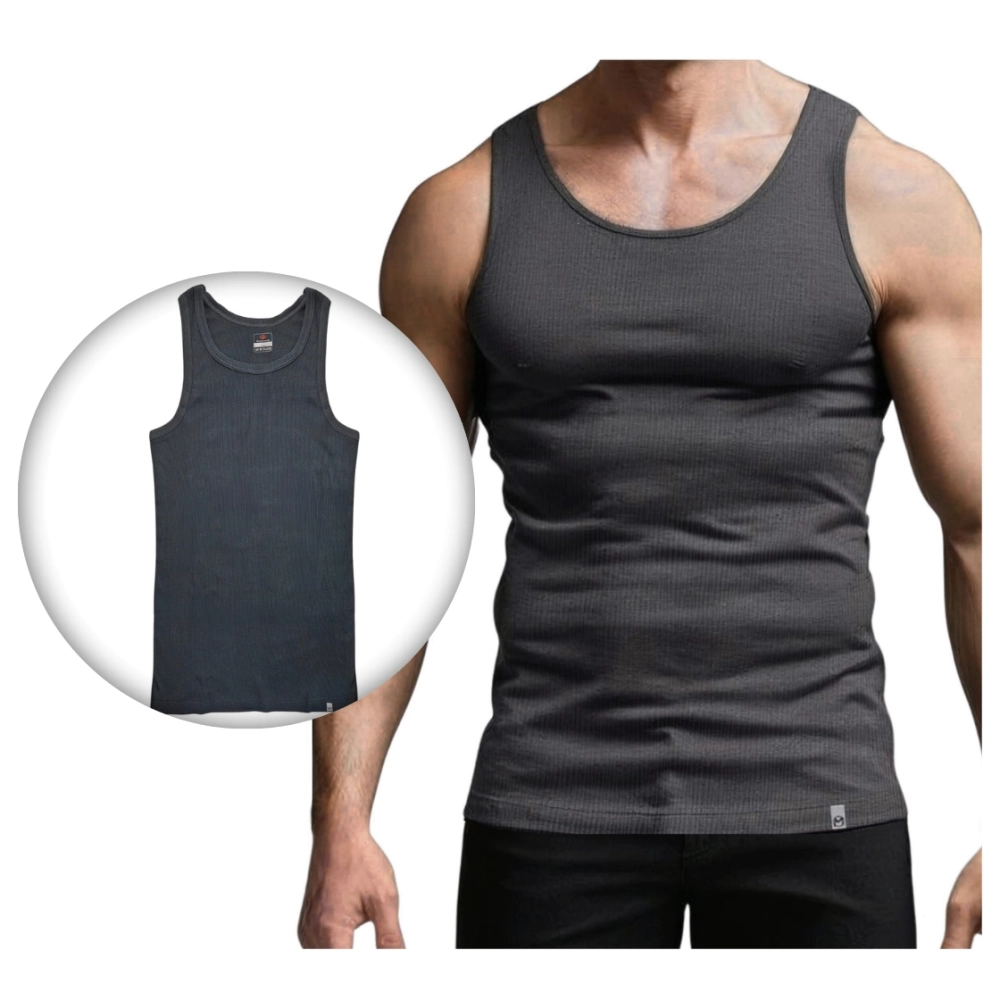 grafitowa podkoszulka męska na ramiączkach prążkowana bawełna 100 wygodna podkoszulek polska