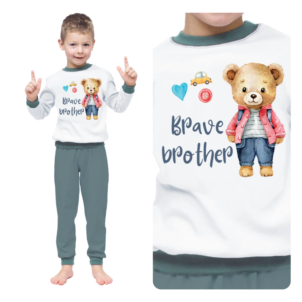 piżama chłopięca bawełniana z długim rękawem dla rodzeństwa brata braciszka Brave brother marcinkowski