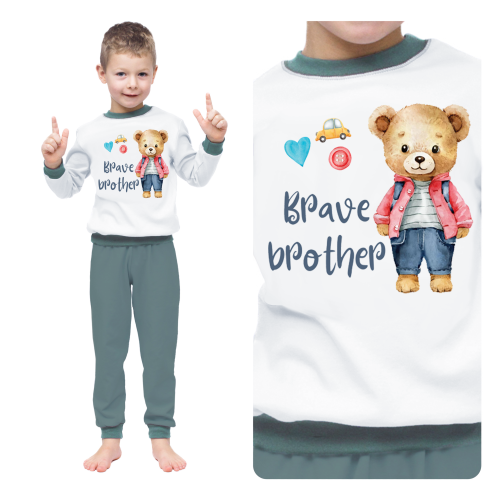 piżama chłopięca bawełniana z długim rękawem dla rodzeństwa brata braciszka Brave brother marcinkowski