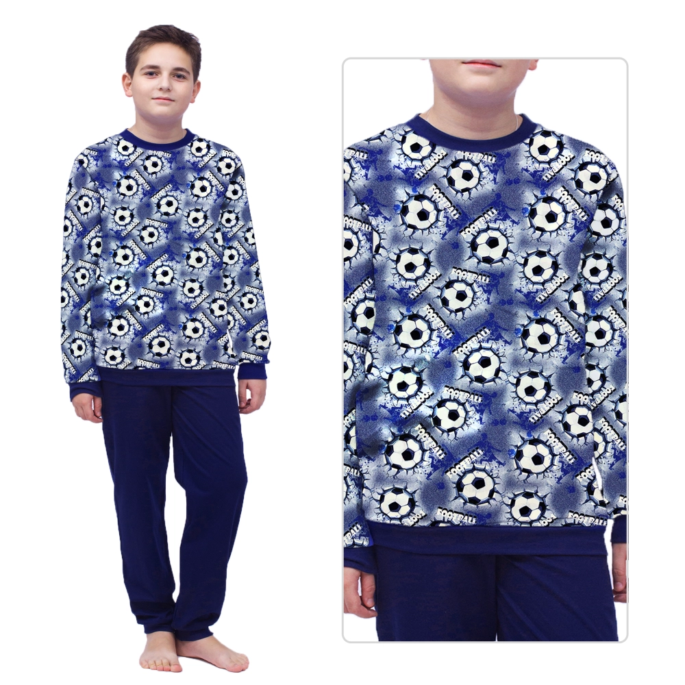 piżama dla chłopca długi rękaw gruba ciepła bawełna piłka nożna