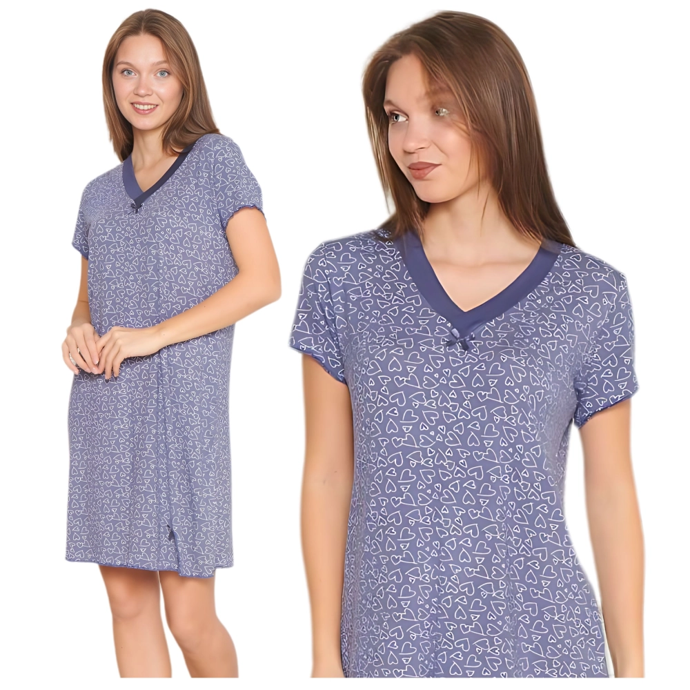 Koszula nocna damska z wiskozy z krótkim rękawem M-XXL