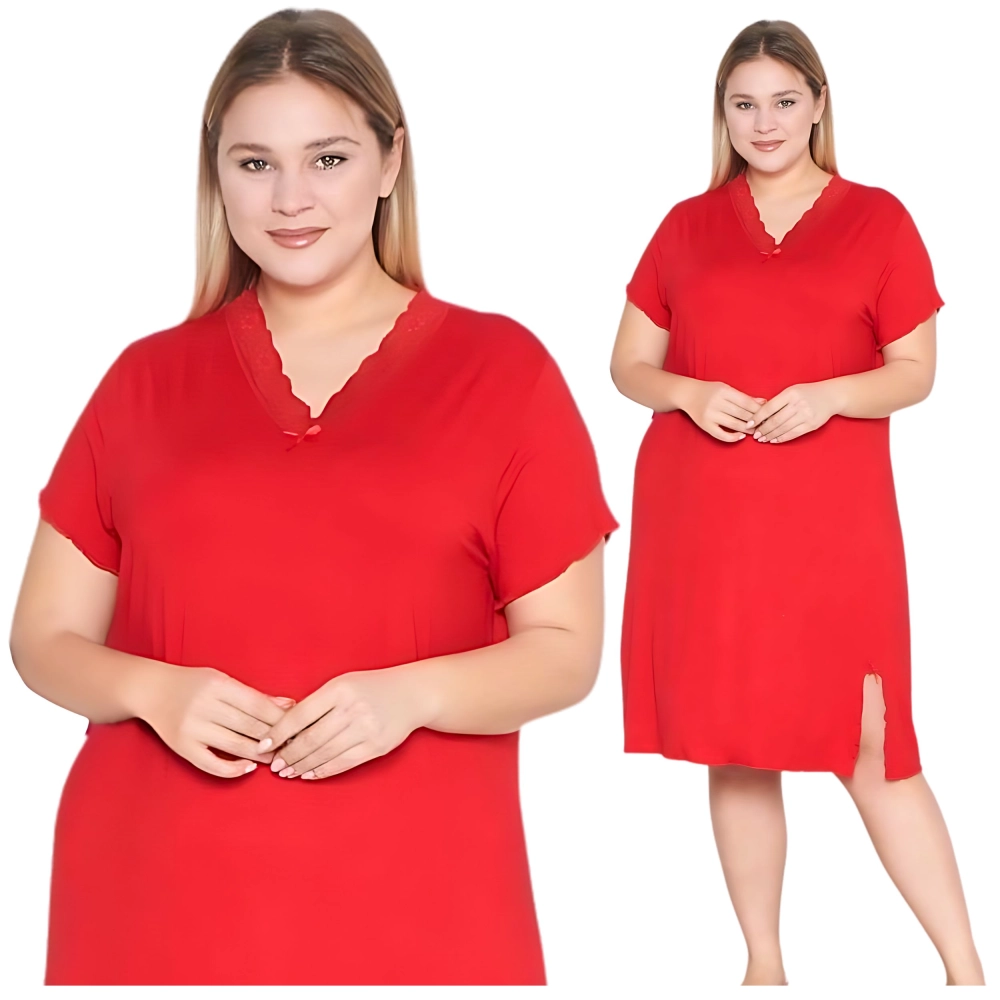 Czerwona koszula nocna z koronką PLUS SIZE 5XL-7XL