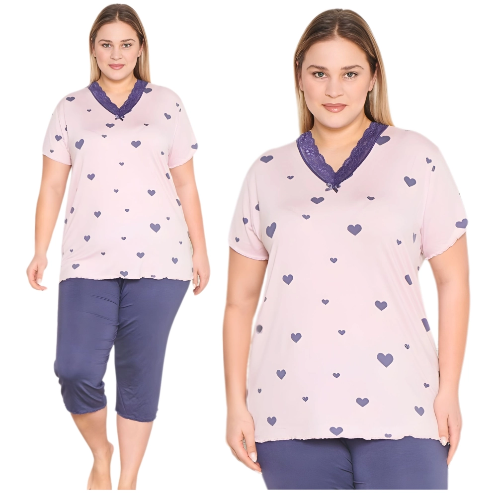 PIŻAMA DAMSKA KRÓTKI RĘKAW WISKOZA XXL-4XL