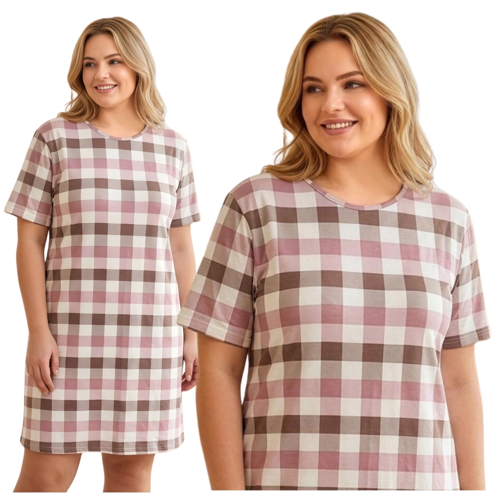 koszula nocna damska duże rozmiary plus size krótki rękaw bawełna