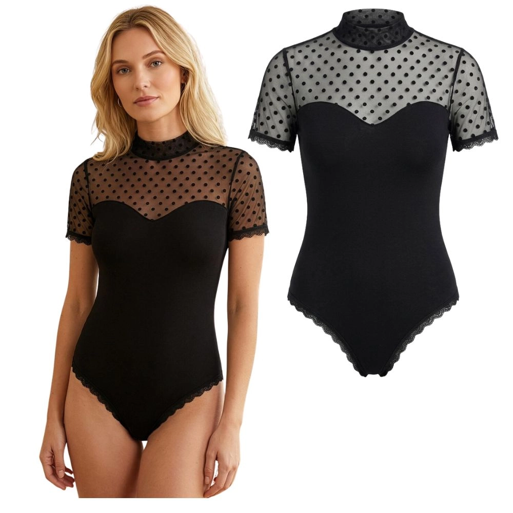 BODY DAMSKIE KRÓTKI RĘKAW Z SIATECZKĄ